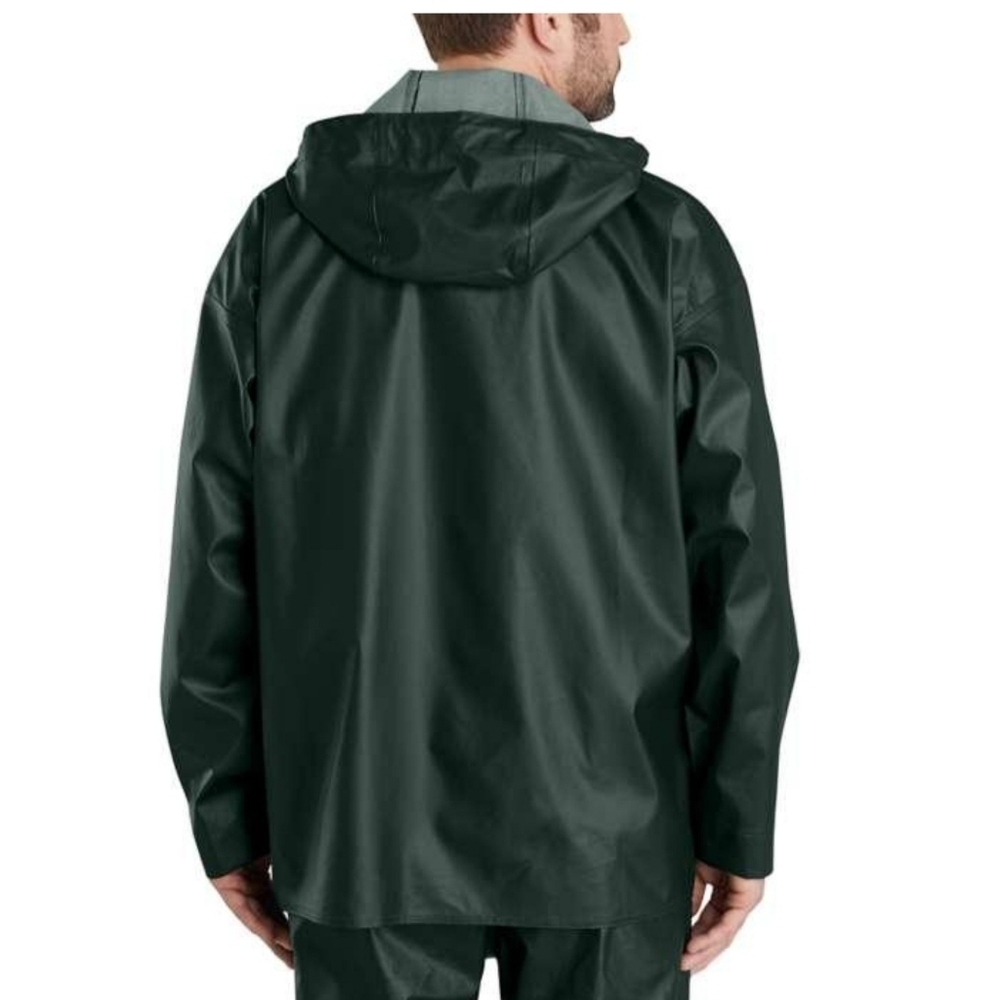 NWT Carhartt Hooded Waterproof Lightweight Rain Coat Mens 3XL Tall Olive Green - Picture 2 of 13